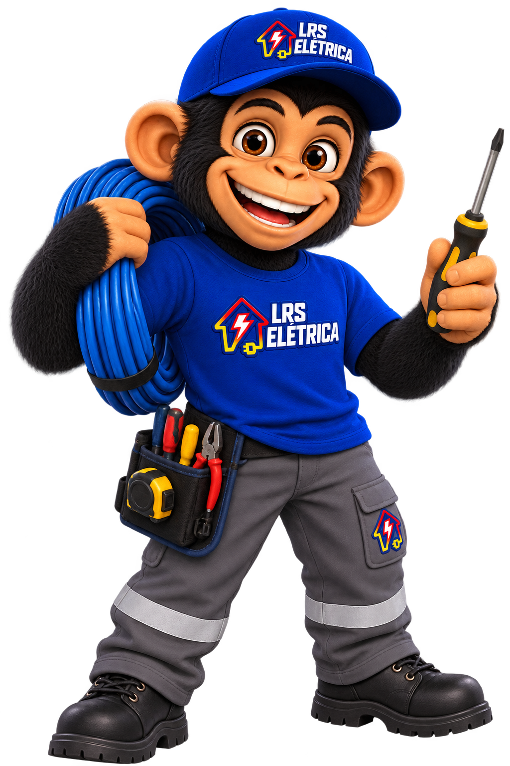 Mascote LRS Elétrica com ferramentas
